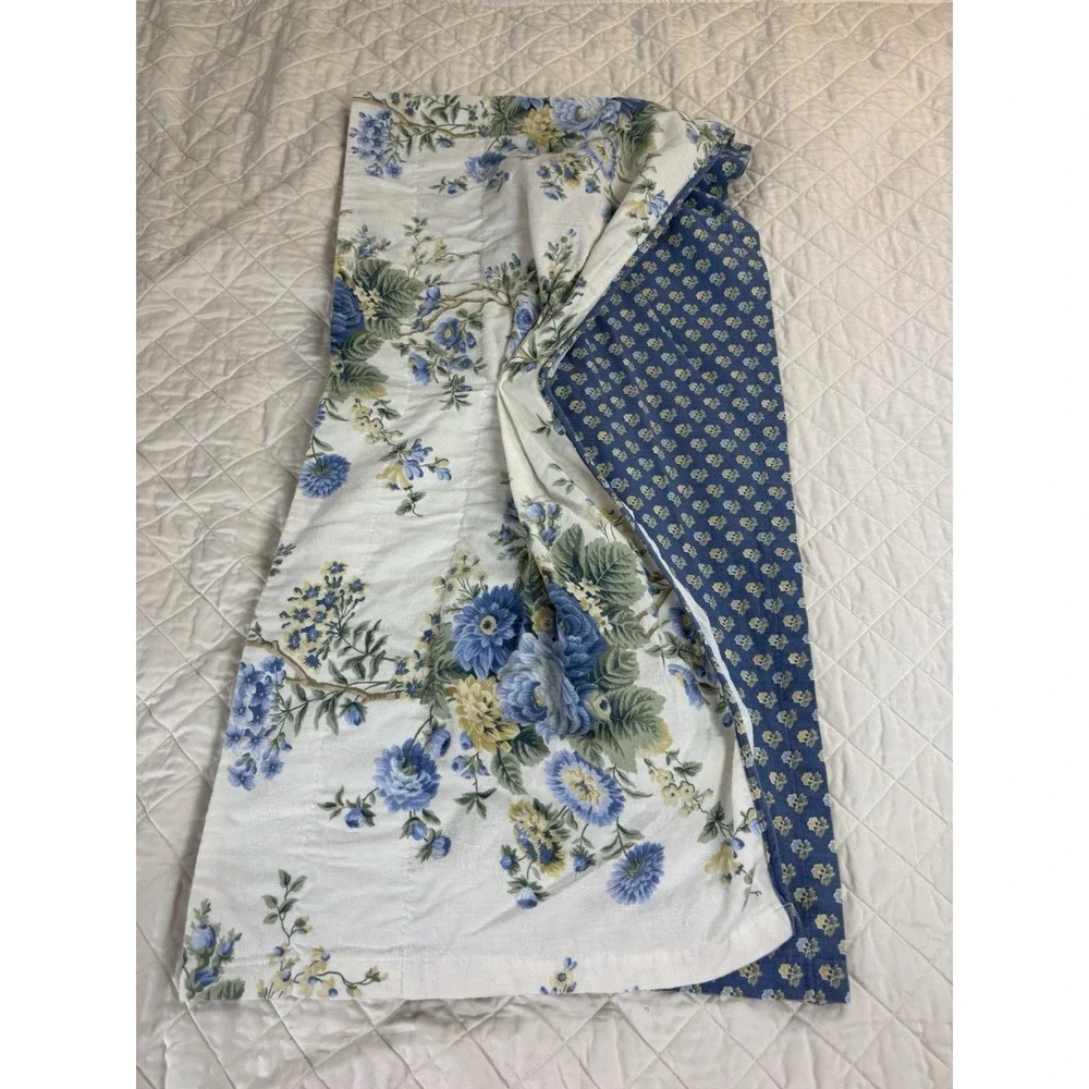 Waverly Valance Coventry Hill Chambray Blue Floral Swag Double Layer (1) Valance